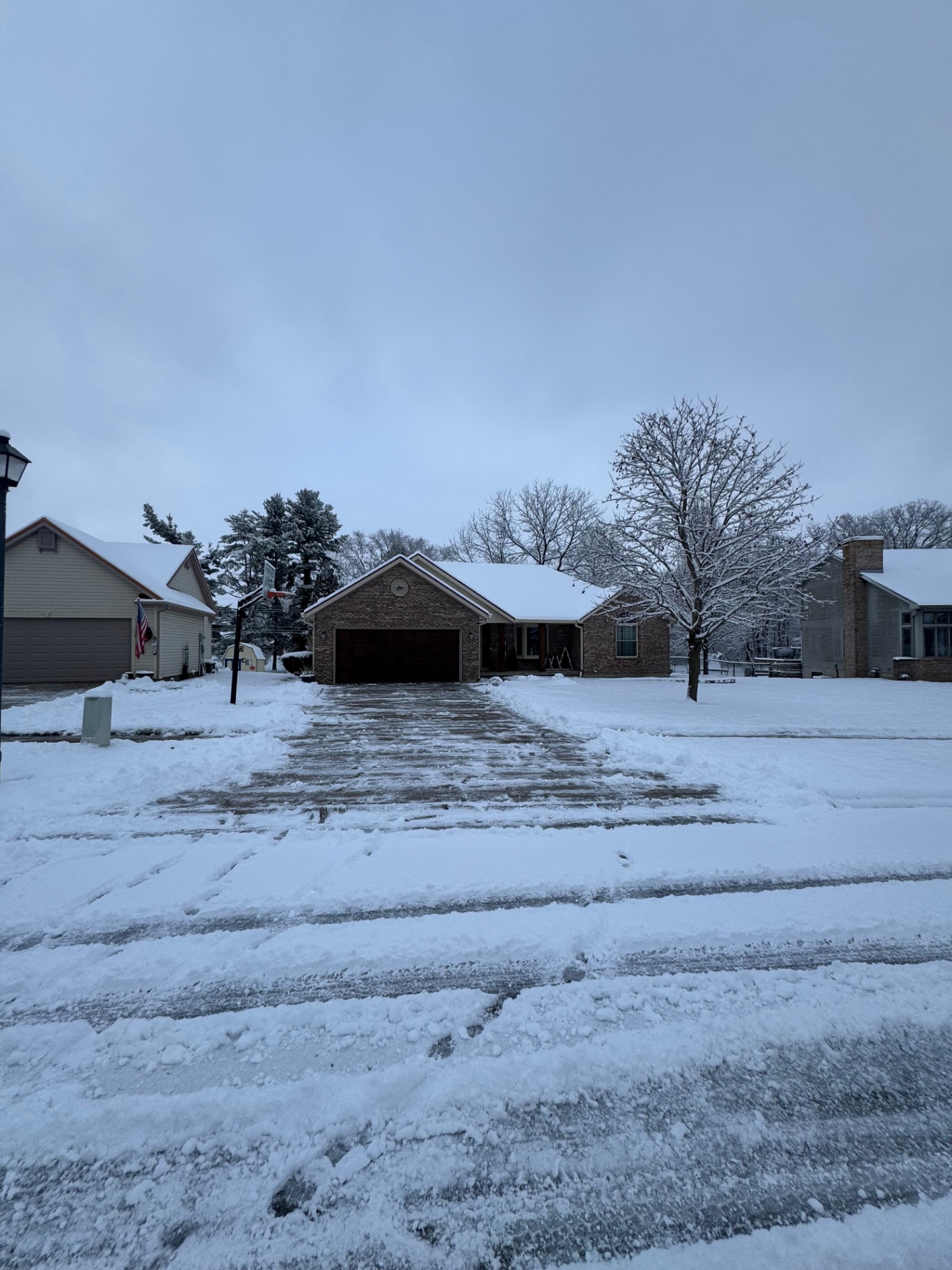 Cleared driveway after snow removal