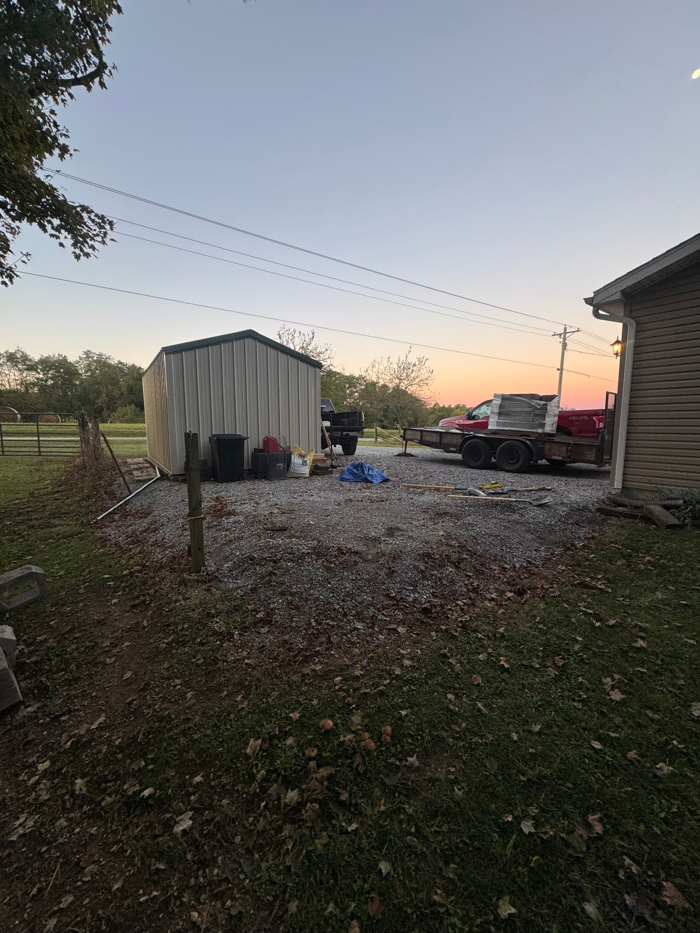 Gravel side yard before hardscape build