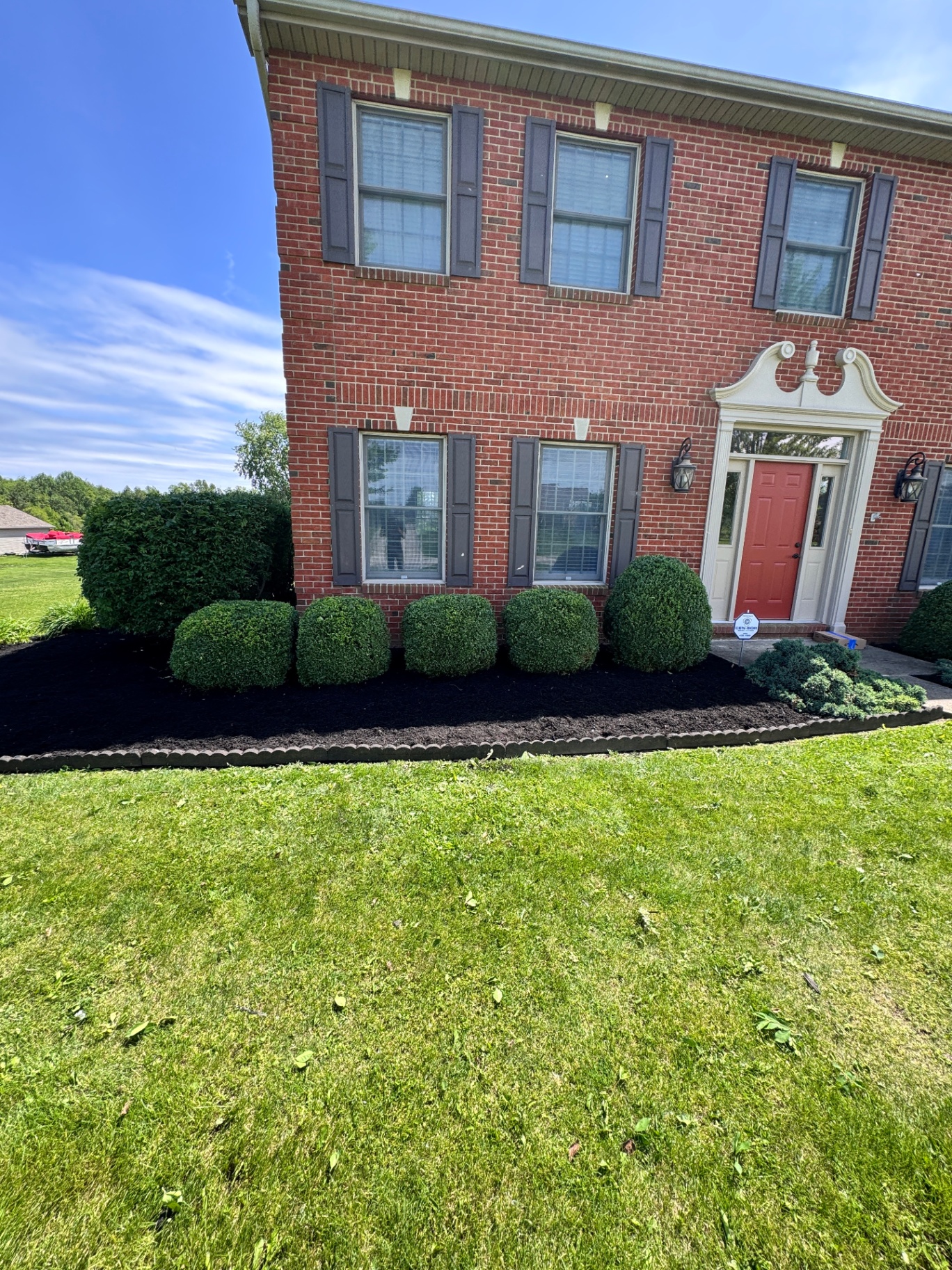 Fresh dark mulch bed