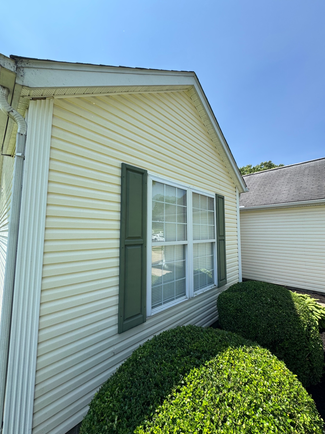 Clean yellow siding after pressure washing