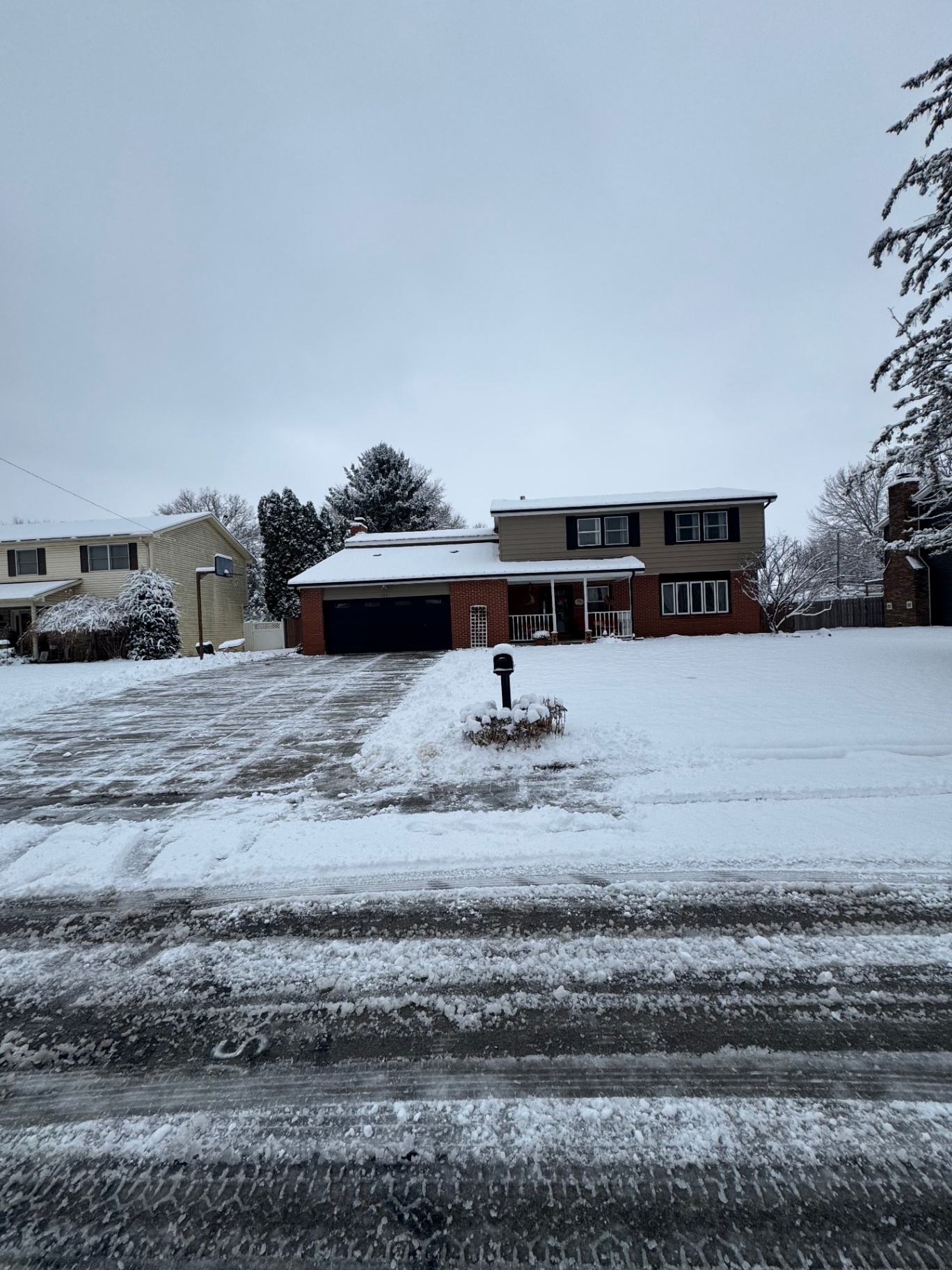 Cleared driveway after snow removal